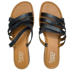 Franco Sarto Black and Tan Women’s Graceleigh Strappy Sandals